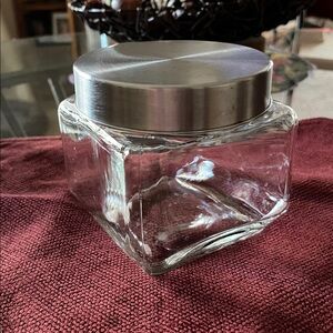 Glass Storage Jar with Silver Lid